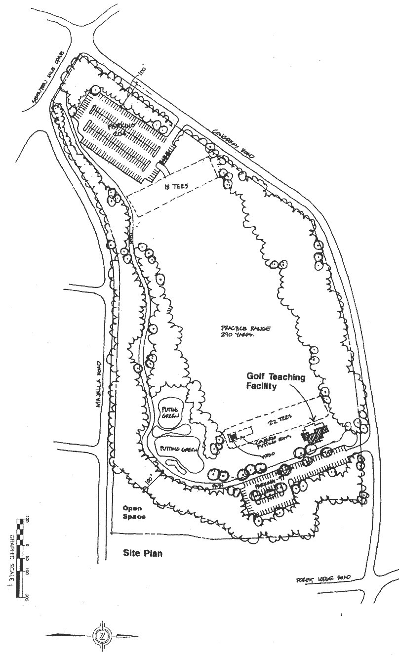 Drawing plan of the Spanish Bay Driving Range